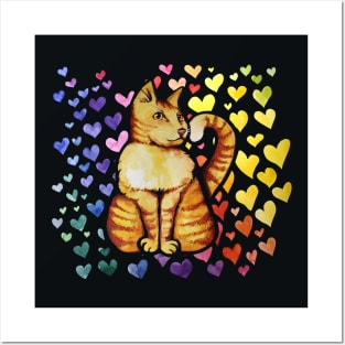 Rainbow Orange Cat Posters and Art